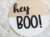 Hey Boo 3D Halloween Sign, Halloween Fall 3D Wood Sign