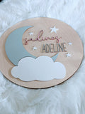 Moon and Stars Wooden Full Name Sign, Twinkle Twinkle Nursery Sign