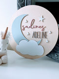 Moon and Stars Wooden Full Name Sign, Twinkle Twinkle Nursery Sign
