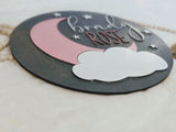 Moon and Stars Wooden Name Sign, Cloud Star and Moon Nursery Decor