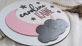 Moon and Stars Wooden Name Sign, Cloud Star and Moon Nursery Decor