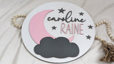 Moon and Stars Wooden Name Sign, Cloud Star and Moon Nursery Decor
