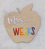 Teacher Appreciation Gift, Personalized Teacher Apple Sign