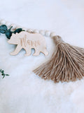 Personalized Bear Christmas Stocking Tag, Customized Bear Christmas Ornament
