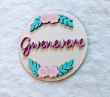 Floral Boho Nursery Wood Sign, Floral Custom Baby Name Sign