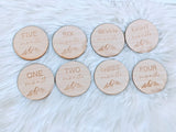 Baby Boy Woodland Milestone Cards, Laser Engraved Wooden Monthly Milestone Signs