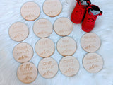 Baby Boy Woodland Milestone Cards, Laser Engraved Wooden Monthly Milestone Signs