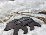 Large Wood Bear Name Sign for Nursery, Forrest Animal baby boy room décor