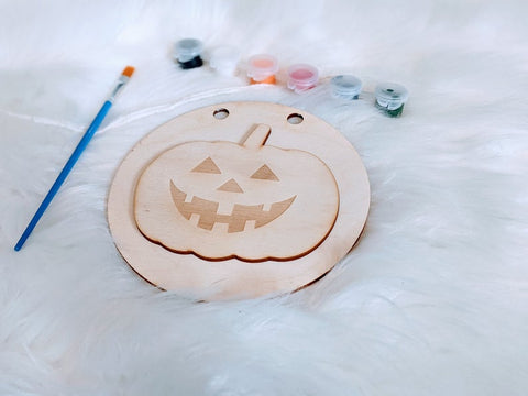 DIY Halloween decorative tiered tray, DIY adult and Kid paint kit, Halloween door hanger