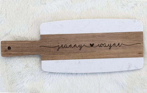 Personalized Marble Cheese Board, Custom Engraved Cutting Board