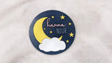 Moon and Stars Wooden Name Sign, Cloud Star and Moon Nursery Decor