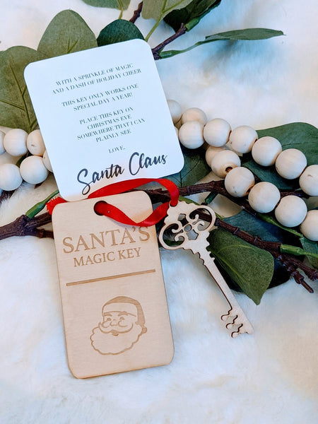 Personalised Santa's Magic Key, Santa No Chimney Christmas Eve Traditions  Laser Engraved Personalised Christmas Ornament Santa Key 