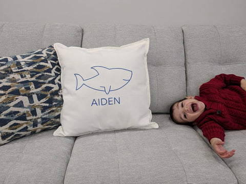 Personalized Shark Throw Pillow, Nursery Pillow Shark