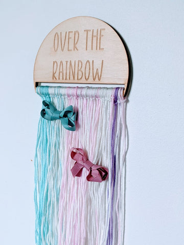 Rainbow Bow Craft Paint and Yarn Included Pastel Colors, Hair Clip Organizer, Do it yourself Craft for Kit, Macramé Craft for Girls