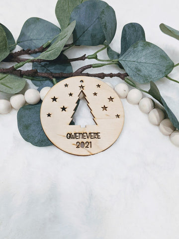 Laser Engraved Tree Ornament, Custom Engraved Trees and Stars Ornament
