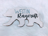 Large Wood Bear Name Sign for Nursery, Forrest Animal baby boy room décor