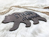 Large Wood Bear Name Sign for Nursery, Forrest Animal baby boy room décor